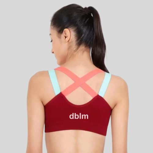 dblm Cross Back Padded Sport Bra for Women 